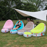 Yellow Graffiti Portable Inflatable Sofa Chair with Ottoman - Waterproof Flocked Lazy Sofa for V888-ELOSUNG17114