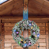 Christabelle Stunning 61cm Snowy Christmas Wreath with LED Lights Crown Pine Baubles Front Door 112_SENCR104
