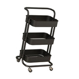 3 Tier Rolling Cart Minimalist Style Sturdy Carbon Steel Mobile Utility Cart for Kitchen Bathroom V1294-YM0901-3117240234911