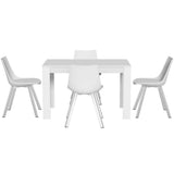 1 Artiss Dining Table and 4 Chairs Set Rectangle White DSET-120WH-5221-WHX4