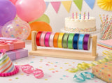 Wooden Ribbon Organizer Rack, Single Tier Ribbon Holder Spool Stand for Craft Room Storage, Sewing, V1370-AZ4-15746