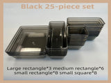 25PCS Black Transparent Stackable Organizer Set - 4-Size Versatile Desktop & Drawer Divider V888-ELOSUNG45733