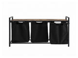 Artiss Laundry Basket with 3 Pull-out Bags Metal Frame Black LBH-BATH-3B-BK