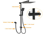 Matt Black 2in1 Set Square 10" Shower Rain Head Handheld Adjustable Silding Rail Mixer V1233-HS002M4CBSC842BKSS110BKSQ201B