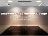EUROCHEF 60cm Undermount Rangehood Silver, Quiet 3-Speed, 3-Layer Dishwashable Filter, LED Lights V219-RGHUDREC6NFA