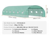 Walk-in Tunnel Greenhouse 29.2x9.7x6.5ft Galvanized Frame PE Cover Green V952-SDXWS30X10X7LDOYEV0