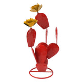 Metal Prickly Pear Cactus with Flowers Iron Rustic Cactus Statue Desert Decor Sculpture for Garden V1294-YM0703-3111230153411