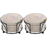 12 pcs Household Heat-resistant Teacup Coaster Cotton Rope Woven Cup Pad Daily Use Bowl Mat with V1369-AZ3-W-18063