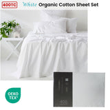 400TC Organic Cotton Premium White Sheet Set Long-Staple Commercial-Grade Durability Queen V442-ATX-SHEETS-ORGANICCOTTON400TC-WHITE-QS