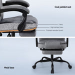 Artiss Office Chair Executive Fabric Seat Racing Computer Desk Chairs Footrest OCHAIR-L-1109SJ-GY