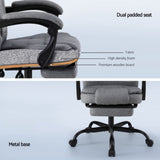 Artiss Office Chair Executive Fabric Seat Racing Computer Desk Chairs Footrest OCHAIR-L-1109SJ-GY