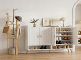 Artiss Shoe Rack Cabinet & Clothes Rack Set Storage Shelf White Pine SHOE-HANGER-01-WHWD