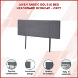 Linen Fabric Double Bed Headboard Bedhead - Grey V63-800797