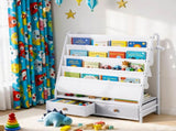 Keezi Kids Bookshelf Metal Storage Rack Toy Organiser Display Shelf Drawer White FURNI-Z-BOOK-MEDR-WH