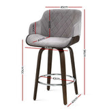 Artiss Bar Stools Swivel Velvet Padded Wooden BA-TW-8908-GY