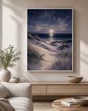 Moonlit Dunes Floating Frame Canvas Wall Art - Portrait - 60W x 120H cm - Natural Birch V767-PP-MD-60120-FN