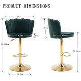 SERENIT Swivel Bar Stools Bar Height Set of 2 Adjustable Upholstered Counter Barstool Velvet Bar V255-SP2311-EGREEN