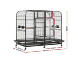 i.Pet Bird Cage Extra Large Aviary 185cm Pet Parrot Cage Castor Wheel Removable Divider PET-BIRDCAGE-H185-BK-AB