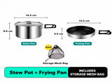 2-Piece Food Grade Stainless Steel Camping Cookware Set with Medium Stew Pot and Medium Frying Pan V888-ELOSUNG55180-4