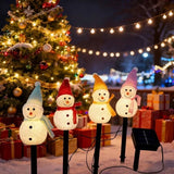 Charming Solar Snowman Stake Lights with Warm Glow, Auto On/Off, and Colorful Hat & Scarf Designs V1341-ZY-48D9FPEU-4IN1MIXEDCOLORS