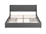 Artiss Queen Bed Frame with 4 Storage Drawers and Charging Station Tufted Wingback Headboard 300kg BFRAME-J-CORTIS-Q-CA-AB