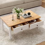 Sleek Natural Wood Rectangle Coffee Table V264-TAB-722C-WHE-NA-1