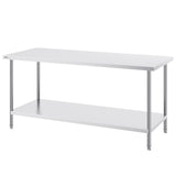Stainless Steel Prep Table, 30 x 72 x 34 Inch, Heavy Duty Metal Worktable with 3 Adjustable Height V952-CFBXGGZTLCWJS66RVV0