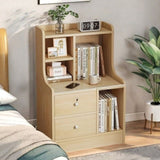 Light Wood Nightstand Secure Drawer Open Shelf Storage Tray Nordic Style 70cm V360-ZC-FNBT0040-BG-2D-1S-47