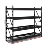 Giantz 2Mx2M Garage Shelving Warehouse Rack Pallet Racking Storage Shelve Black WR-E-2020-200BK-ABC