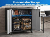 Giantz Rolling Tool Cabinet Heavy-Duty Storage Cabinet Adjustable Shelf Black and Grey TC-ROL-2D-BG