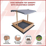 Kids Wooden Toy Sandpit with Adjustable Canopy V63-840451