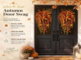 Artificial Fall Harvest Hanging Basket, Waterproof UV Resistant Faux Flowers & No Maintenance Autumn V1369-AZ3-W-08512