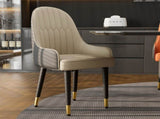 High-End Dining Chairs Set of 2 Faux Leather Upholstered Kitchen Chairs Two-Tone Design, Creamy V767-JJ-XD1178-BH2-V1