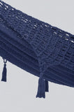 Outdoor undercover cotton Mayan Legacy hammock with hand crocheted tassels King Size Blue V97-TDKBLUE