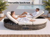 Gardeon Outdoor Day Bed Sun Lounge Setting Wicker Lounger Patio Furniture w/ Retractable Side Tray ODF-SUNBED-BS22-BE-AB