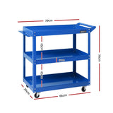 Giantz 3-Tier Tool Cart Trolley Workshop Garage Storage Organizer Blue TB-CART-3L-BL