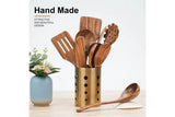 10-Piece Handcrafted Wooden Utensil Set, Heat Resistant Spoons for Non-Stick Cookware Kitchen V1263-JX-7732
