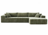 Sarantino Soffia 2.75m Green Corduroy Corner Sofa with Chaise L-Shape Sectional Couch 3 Seater SOFA-MFL-337-GN