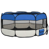 Foldable Dog Playpen With Carrying Bag Blue 145x145x61 Cm 43_171016