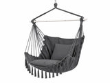 Gardeon Hammock Chair Camping Macrame Hanging Swing Cushions Metal Bar Grey HM-CHAIR-PLOW-MEL-GY