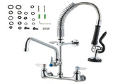 Commercial Faucet with Pre-Rinse Sprayer, 21" Height, 8" Center, 12" Swing Spout, Wall Mount Kitchen V952-BGSYCXSLTBGS9X3ACV0