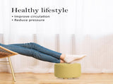2X Fabric Ottoman Round Wooden Leg Foot Stool - Mustard Yellow V274-FT-GQST01-GN2
