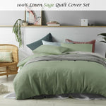 Accessorize 100% Linen Sage Quilt Cover Set Queen V442-HIN-QUILTCS-LINEN-SAGE-QS