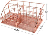 Pen Tray - 5 Compartments and Drawer - Desk Organizer - Rose Gold - Pen Holder - Desk Organizer V1188-MS101-02046-1