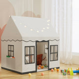 Keezi Kids Play Tent Playhouse Castle with String Lights Floor Mat Side Pocket TENT-PLAY-HSE-WH