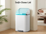 Cefito 30L Pedal Rubbish Bin Kitchen Trash Garbage Waste Can Soft Close White RB-30L-1C-WH