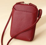 Wine Red Premium Leather Mini Crossbody Phone Bag - Stylish Multi-Pocket Organizer for Women V888-ELOSUNG27833