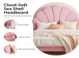 Artiss Single Bed Frame Scallop Upholstered Headboard Pink Velvet Platform Base Support up to 180kg BFRAME-G-ROSY-S-PK-AB