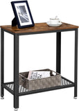 Industrial Side Table 2-Tier With Mesh and Metal Frame Rustic Brown V178-11086