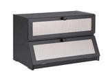 Artiss Bamboo Bread Box 2-Tier Kitchen Countertop Storage 40cm Black BBX-2T-WIN-BK